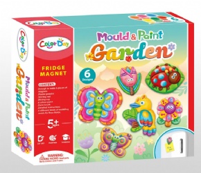 DIY Plaster painted toy Fridge Magnet - Garden