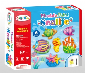 DIY Plaster painted toy Fridge Magnet - Ocean