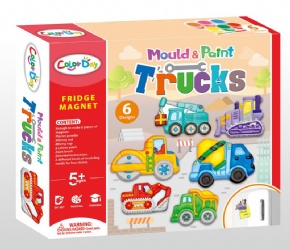 DIY Plaster painted toy Fridge Magnet - Truck