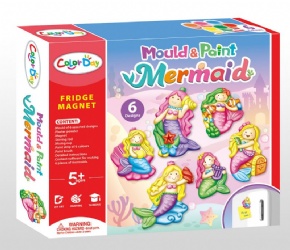 DIY Plaster painted toy Fridge Magnet - Mermaid Princess