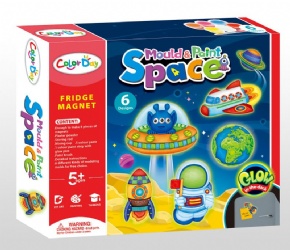 DIY plaster Luminous Painted toy Fridge Magnet - Universe