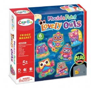 DIY Plaster painted toy fridge Magnet - Luminous Owl