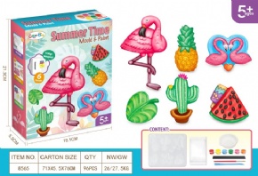 DIY Plaster painted toy Fridge Magnet - Flamingos