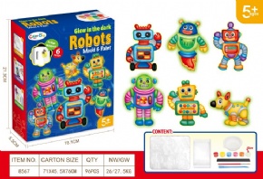 DIY Plaster painted toy Fridge Magnet - Luminous robot